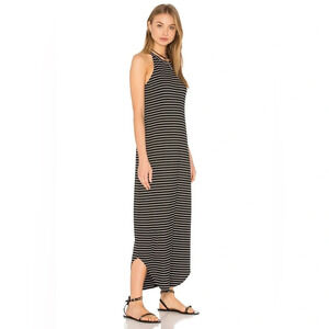 Revolve LNA Leigh Maxi Dress stripes Long Sleeveless Curved hem Scoop neck Small